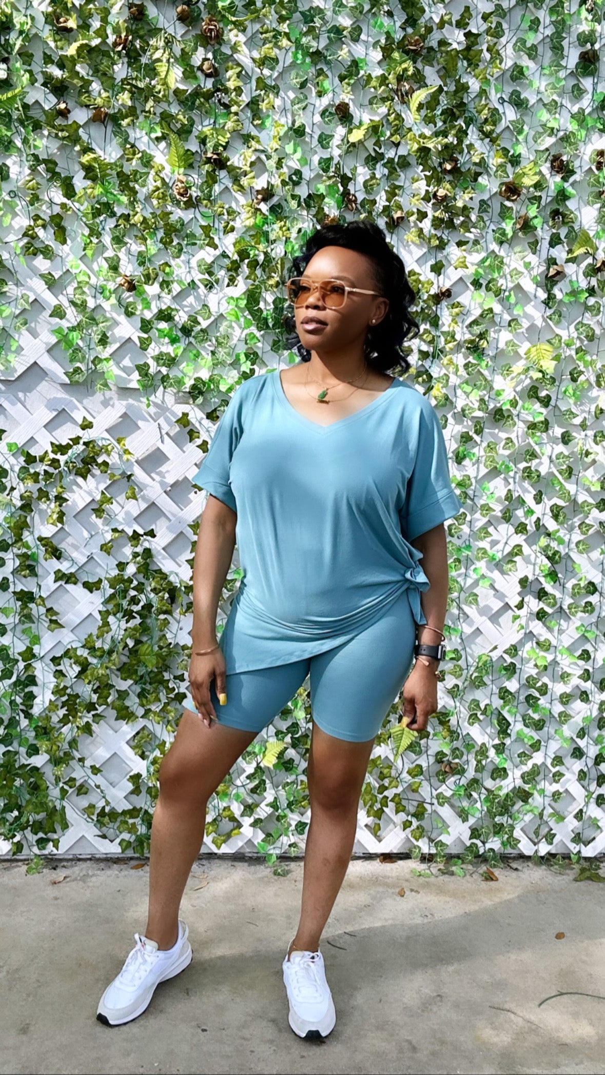 Weekend Vibes Biker Set (Dusty Teal)