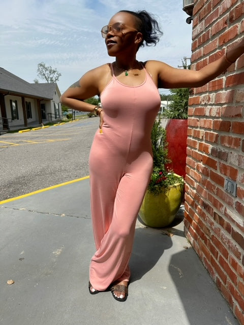 Wide Leg Cami Jumpsuit(Peach)