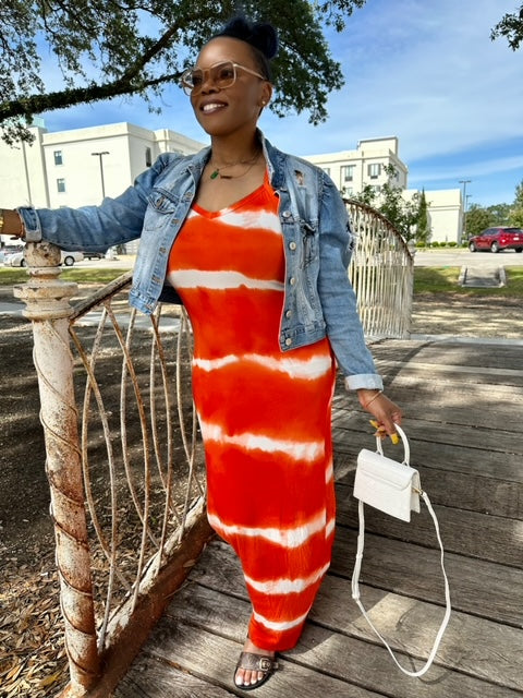 Feel The Vibe Tye Dye Maxi(Orange)