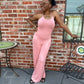 Wide Leg Cami Jumpsuit(Peach)