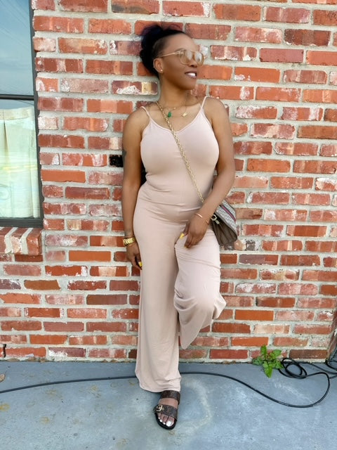 Wide Leg Cami Jumpsuit(Taupe)